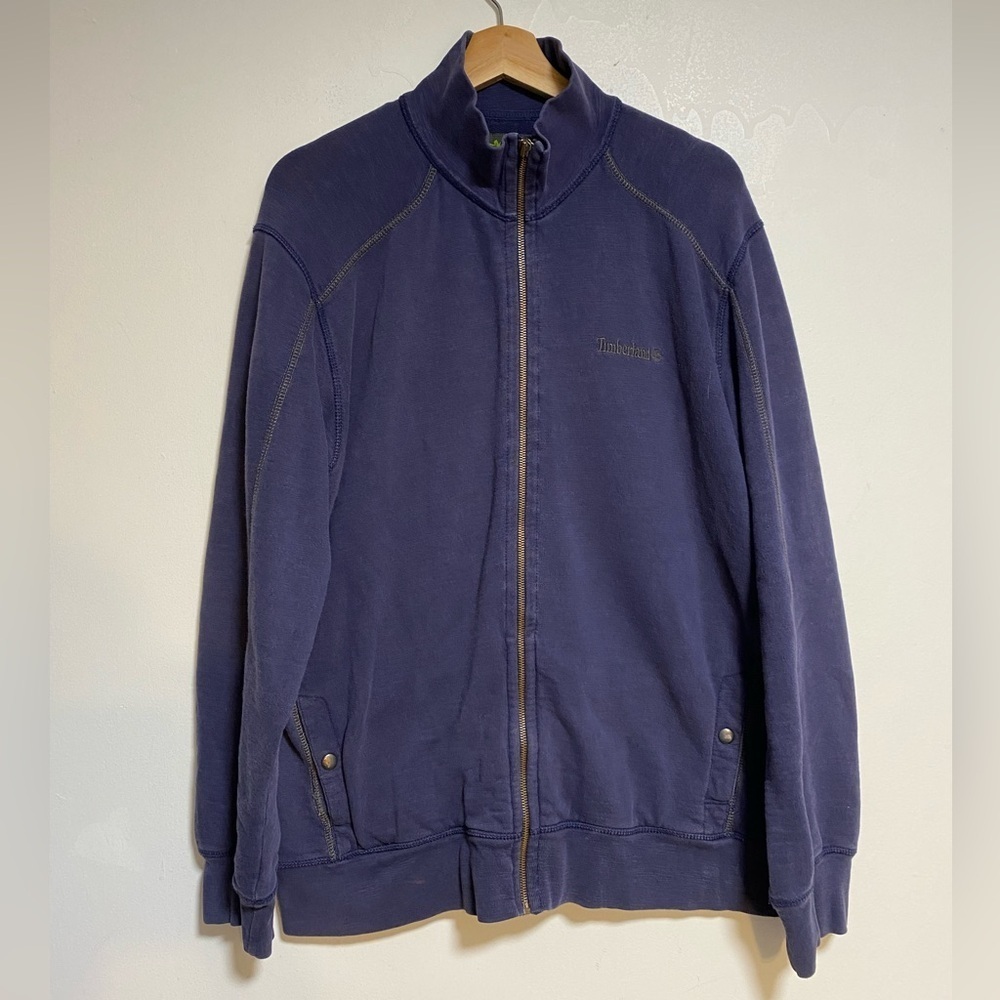 Timberland Full-Zip Cotton Sweatshirt Jacket - Navy Blue - Size L - Picture 2 of 10